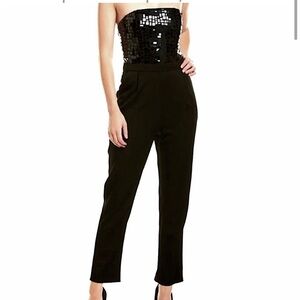 Alice + Olivia Black Jeri Sequin Embellished Jumpsuit Size 4